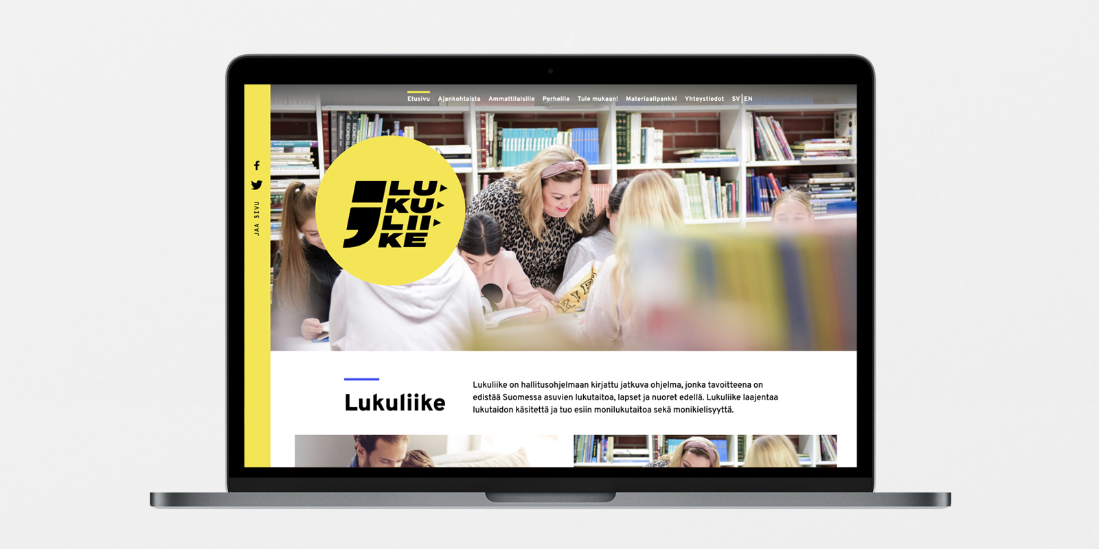 Lukuliike-sivuston etusivu