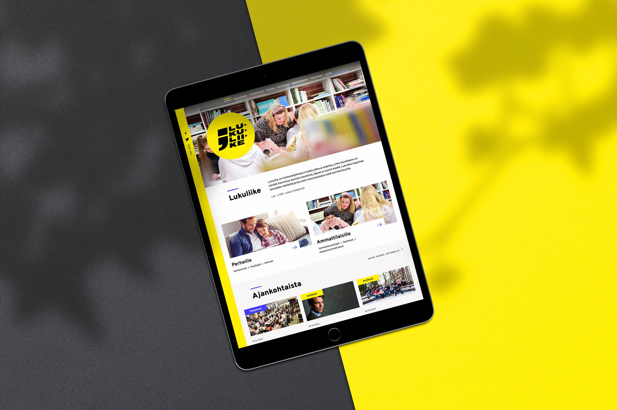 Lukuliike verkkosivuston ipad-näkymä