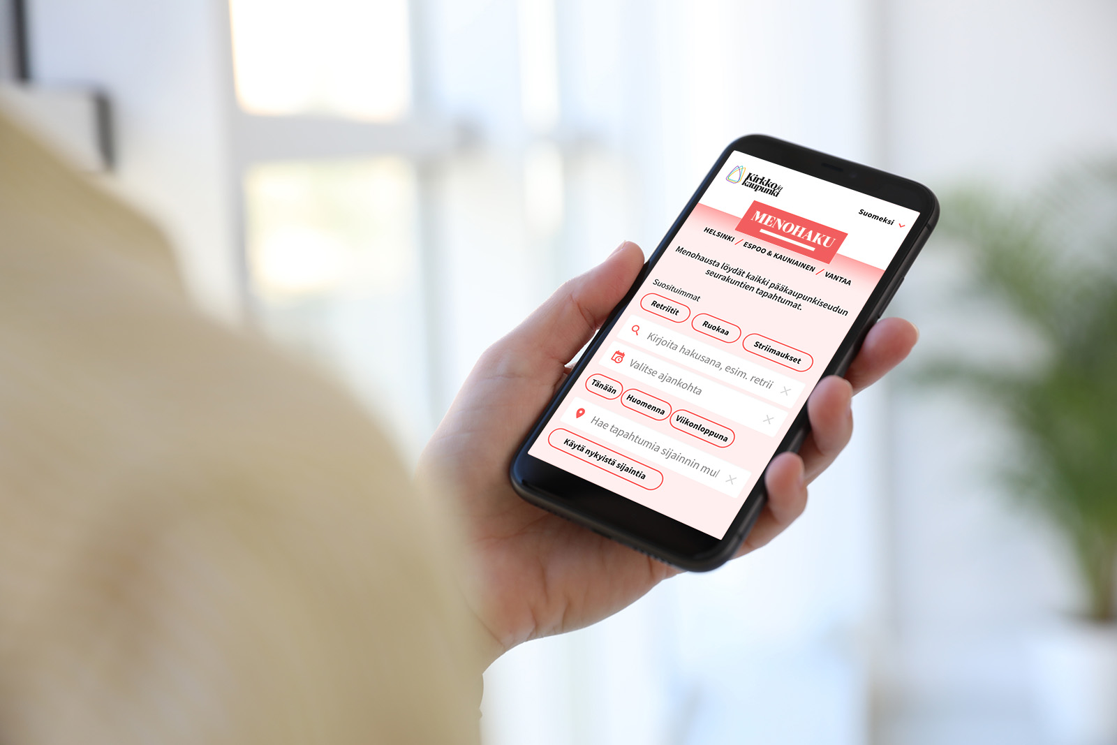 Menohaku -palvelun näkymä mobiililaitteella
